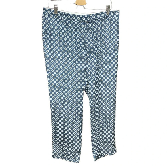 JOSEPH Ben Matt Silk Cravate Blue Diamond Print Silk Trouser Pants Size 42 US 10 - Picture 1 of 10